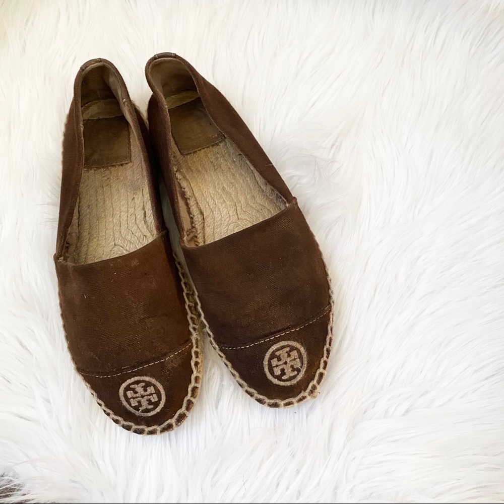 Tory Burch brown canvas espadrille flats 7